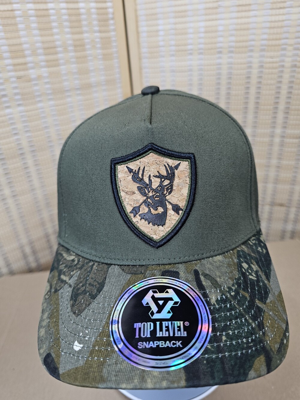 Top Level Deer Hunting Snapback Hat Olive Green Camo Buck Adjustable NWT